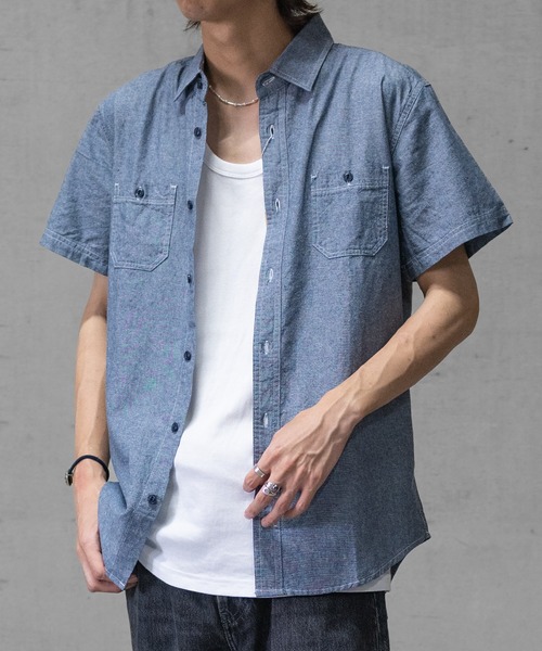 JOHN'S CLOSET（ジョンズクローゼット）の「【a】ダンガリー ベーシック ワークシャツ半袖（シャツ/ブラウス・メンズ・ホワイト/ブラウン/ネイビー・MEDIUM/LARGE/X-LARGE）」の11枚目の写真