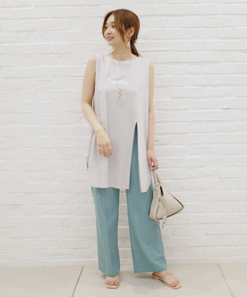 DouDou（ドゥドゥ）の「前後2WAYロングタンクAW（Tシャツ/カットソー・レディース・ライトグレー/ダークブラウン/オフホワイト/グレイッシュベージュ・FREE）」の21枚目の写真