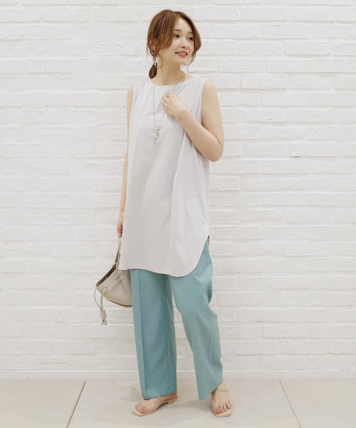 DouDou（ドゥドゥ）の「前後2WAYロングタンクAW（Tシャツ/カットソー・レディース・ライトグレー/ダークブラウン/オフホワイト/グレイッシュベージュ・FREE）」の14枚目の写真