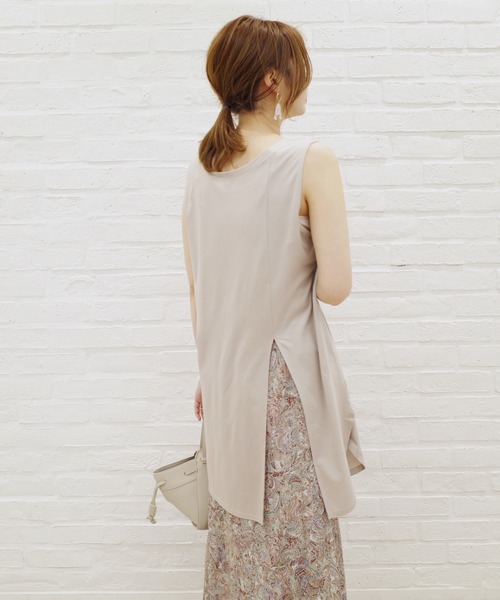 DouDou（ドゥドゥ）の「前後2WAYロングタンクAW（Tシャツ/カットソー・レディース・ライトグレー/ダークブラウン/オフホワイト/グレイッシュベージュ・FREE）」の11枚目の写真