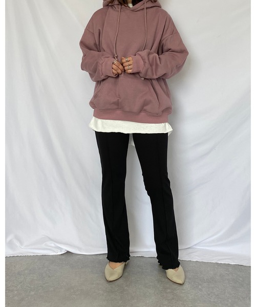 She's Closet(シーズクローゼット)の「バックヘンリーネック 無地 5分袖 ロング丈 オーバーサイズ チュニック(Tシャツ/カットソー・レディース・ホワイト/グレイッシュベージュ・FREE)」の7枚目の写真