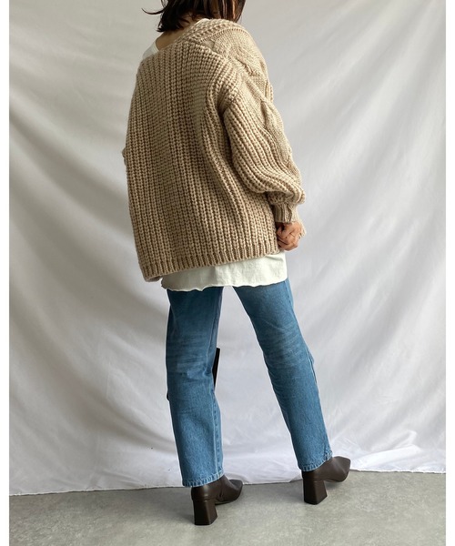 She's Closet(シーズクローゼット)の「バックヘンリーネック 無地 5分袖 ロング丈 オーバーサイズ チュニック(Tシャツ/カットソー・レディース・ホワイト/グレイッシュベージュ・FREE)」の21枚目の写真