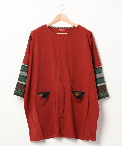 チャイハネ（チャイハネ）の「【チャイハネ】ネップヤーンカットソー ビッグシルエットワンピース（チュニック・レディース・ホワイト/ブラック/パープル/ブラウン・FREE）」の3枚目の写真