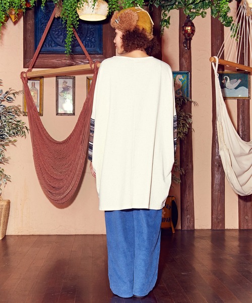 チャイハネ（チャイハネ）の「【チャイハネ】ネップヤーンカットソー ビッグシルエットワンピース（チュニック・レディース・ホワイト/ブラック/パープル/ブラウン・FREE）」の16枚目の写真