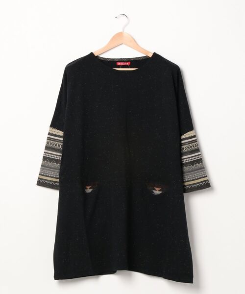 チャイハネ（チャイハネ）の「【チャイハネ】ネップヤーンカットソー ビッグシルエットワンピース（チュニック・レディース・ホワイト/ブラック/パープル/ブラウン・FREE）」の17枚目の写真