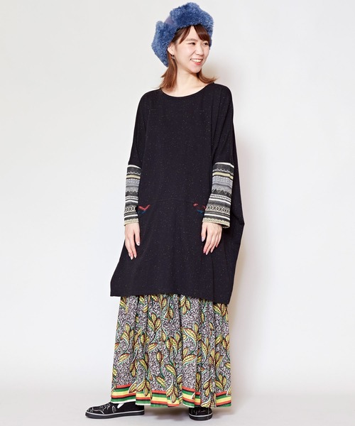 チャイハネ（チャイハネ）の「【チャイハネ】ネップヤーンカットソー ビッグシルエットワンピース（チュニック・レディース・ホワイト/ブラック/パープル/ブラウン・FREE）」の21枚目の写真