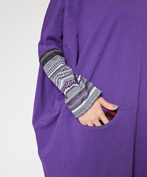 チャイハネ（チャイハネ）の「【チャイハネ】ネップヤーンカットソー ビッグシルエットワンピース（チュニック・レディース・ホワイト/ブラック/パープル/ブラウン・FREE）」の10枚目の写真