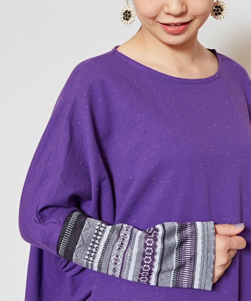 チャイハネ（チャイハネ）の「【チャイハネ】ネップヤーンカットソー ビッグシルエットワンピース（チュニック・レディース・ホワイト/ブラック/パープル/ブラウン・FREE）」の11枚目の写真