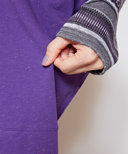 チャイハネ（チャイハネ）の「【チャイハネ】ネップヤーンカットソー ビッグシルエットワンピース（チュニック・レディース・ホワイト/ブラック/パープル/ブラウン・FREE）」の12枚目の写真