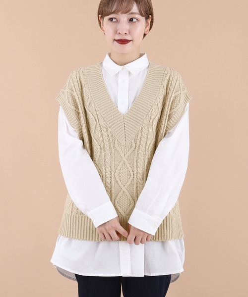 kizuki ニットベストとシャツのセット kutir（クティール）の「【セットアイテム】ニットベストシャツ