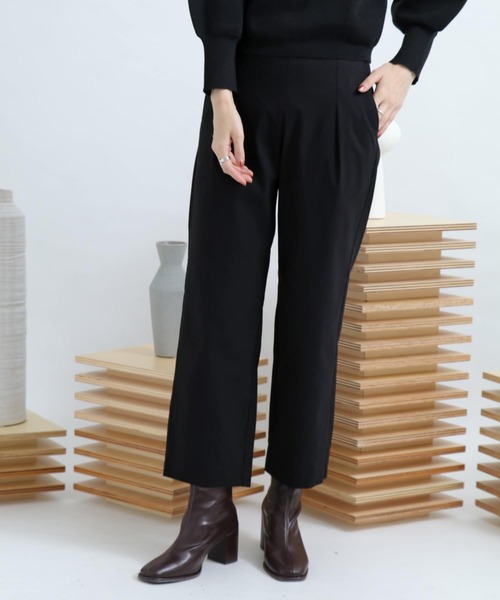 SENSE OF PLACE by URBAN RESEARCH(センスオブプレイスバイアーバンリサーチ)の「ストレッチワイドクロップドパンツ(その他パンツ・レディース・ブラック/アイボリー/ライトカーキ/バーガンディー・SMALL/MEDIUM/X-SMALL)」の3枚目の写真