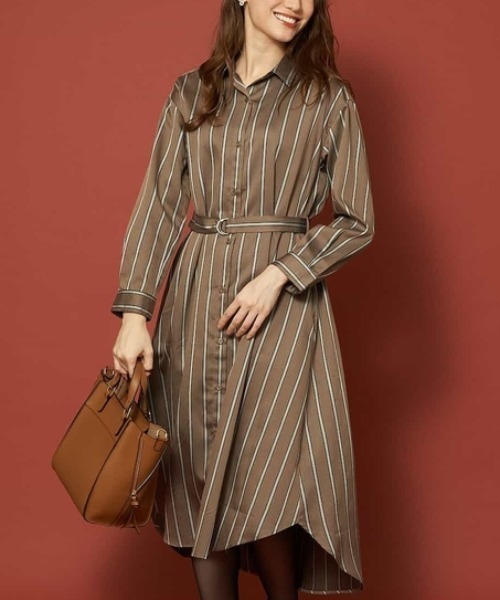 セール ストライプシャツワンピース ワンピース Ofuon オフオン のファッション通販 Zozotown
