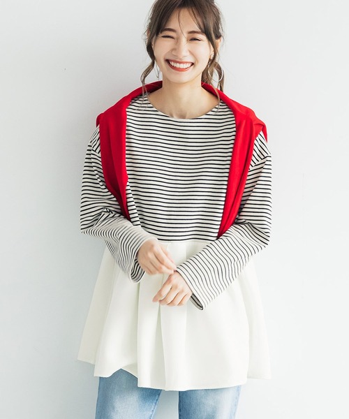 ボーダードッキングトップス（Tシャツ/カットソー）｜coca（coca