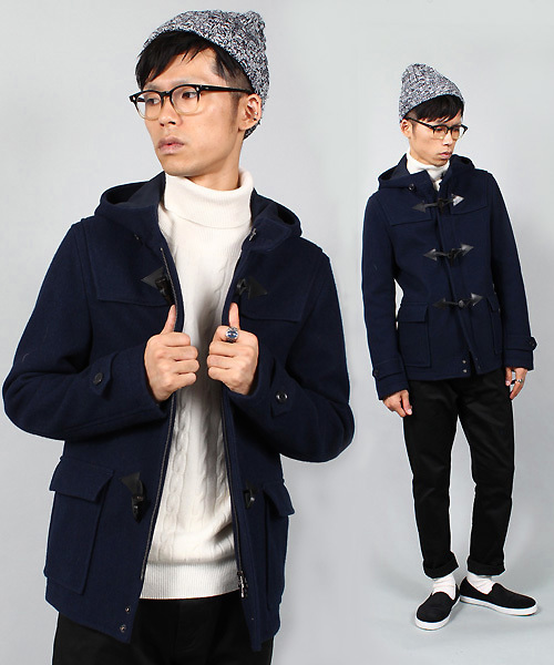 MEN'S BIGI（メンズビギ）の「【2014A/WカタログP35 山本裕典さん着用】 ショートダッフルコート/wool mosser（ダッフルコート・メンズ・ブラック/ターコイズブルー/キャメル/ネイビー・SMALL/LARGE/MEDIUM/LL）」の2枚目の写真