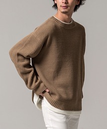 『CavariA/キャバリア』7G方畦ビッグシルエット長袖フェイクレイヤードニット