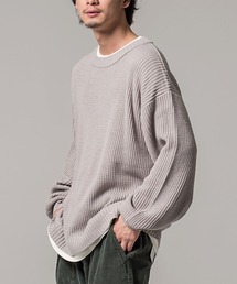 『CavariA/キャバリア』7G方畦ビッグシルエット長袖フェイクレイヤードニット