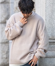 『CavariA/キャバリア』7G方畦ビッグシルエット長袖フェイクレイヤードニット