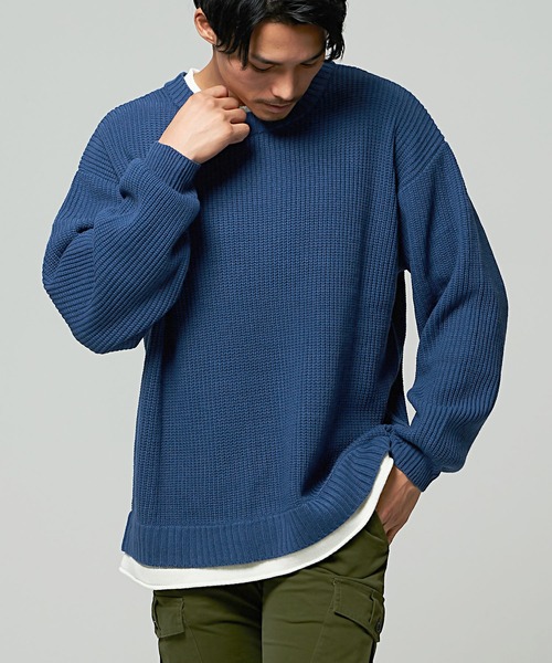 『CavariA/キャバリア』7G方畦ビッグシルエット長袖フェイクレイヤードニット（ニット/セーター）｜CavariA（キャバリア） 5,390円