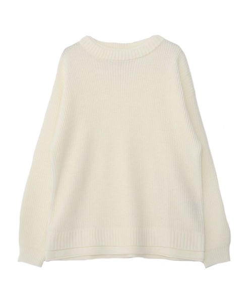 CavariA（キャバリア）の「『CavariA/キャバリア』7G方畦ビッグシルエット長袖フェイクレイヤードニット（ニット/セーター・メンズ・グレー/ホワイト/ブルー/ベージュ/キナリ/ブラック/グリーン/ブラウン/グリーン系/グレイッシュベージュ/ネイビー・M/L）」の19枚目の写真