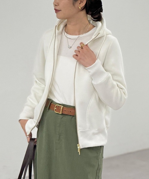 リヴドロワ/今期大人気！/スポンジダンボールZIPパーカーカットソー　アイボリー WEB限定/累計販売数9,000枚突破！/スポンジダンボールZIP