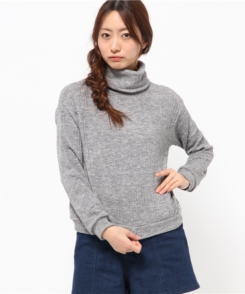 WEGO(ウィゴー)の「WEGO/オフタートルリブニットソー(ニット/セーター・レディース・ホワイト/ブラック/杢グレー/ワイン・FREE)」の4枚目の写真