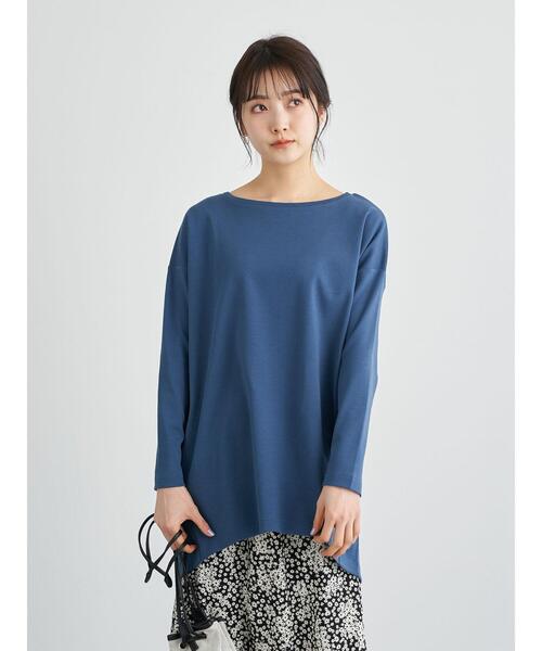 earth music&ecology(アースミュージックアンドエコロジー)の「スムースコクーンチュニック *(チュニック・レディース・ブラック/ダークグリーン/オフホワイト/グレイッシュベージュ・FREE)」の22枚目の写真