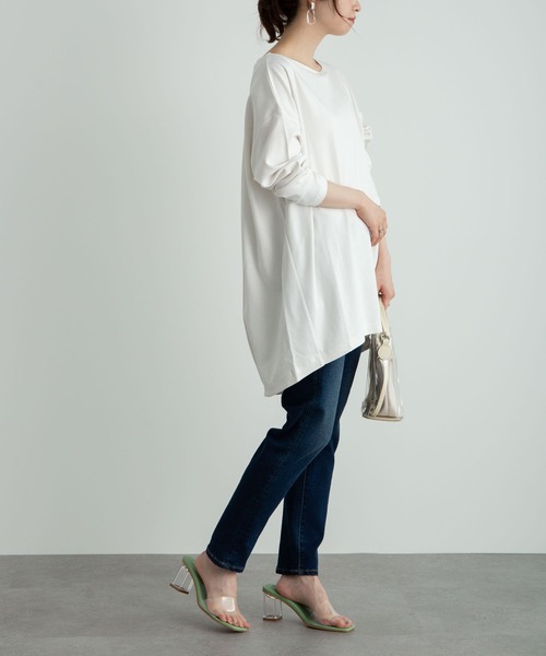 earth music&ecology(アースミュージックアンドエコロジー)の「スムースコクーンチュニック *(チュニック・レディース・ブラック/ダークグリーン/オフホワイト/グレイッシュベージュ・FREE)」の17枚目の写真