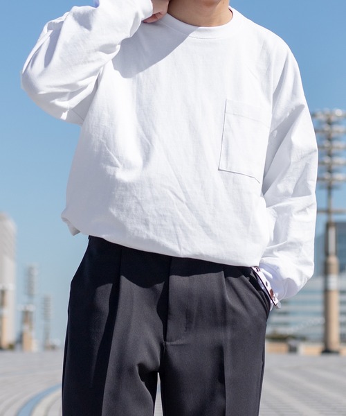 kutir（クティール）の「無地ルーズロンT（Tシャツ/カットソー・メンズ・ホワイト/ライトグレー/ブラック/サックスブルー・MEDIUM/LARGE）」の2枚目の写真