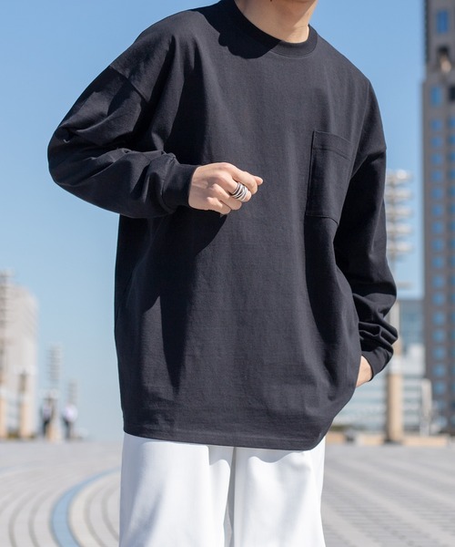 kutir（クティール）の「無地ルーズロンT（Tシャツ/カットソー・メンズ・ホワイト/ライトグレー/ブラック/サックスブルー・MEDIUM/LARGE）」の3枚目の写真