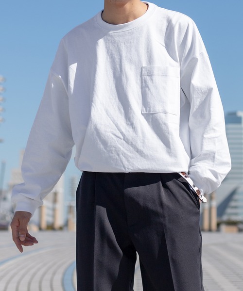 kutir（クティール）の「無地ルーズロンT（Tシャツ/カットソー・メンズ・ホワイト/ライトグレー/ブラック/サックスブルー・MEDIUM/LARGE）」の7枚目の写真