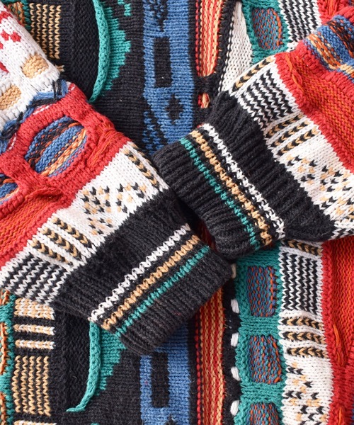 VINTAGE（ヴィンテージ）の「【ヴィンテージ古着】90's WATERFRONT 立体編み コットンニット（ニット/セーター・メンズ・マルチ・X-LARGE）」の4枚目の写真