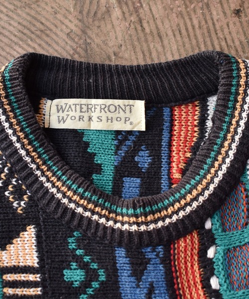 VINTAGE（ヴィンテージ）の「【ヴィンテージ古着】90's WATERFRONT 立体編み コットンニット（ニット/セーター・メンズ・マルチ・X-LARGE）」の5枚目の写真