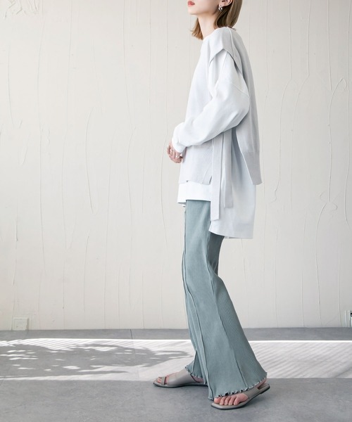 Chillfar（チルファー）の「メローカラーパイピングフレアパンツ（その他パンツ・レディース・アイボリー/ベージュ/ブルー系/オリーブ/ブラック・FREE）」の10枚目の写真