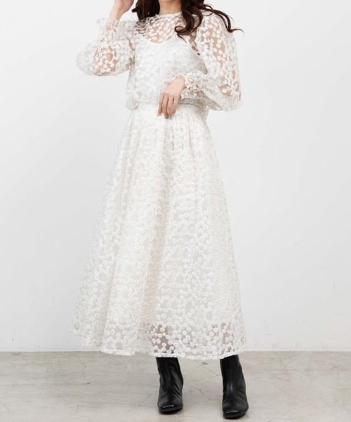 WEGO（ウィゴー）の「WEGO/マーガレットシアーロングスカート（スカート・レディース・ホワイト・FREE）」の9枚目の写真