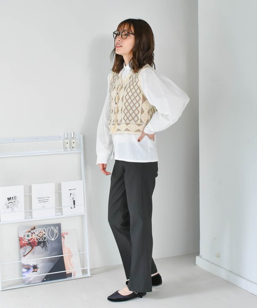 Cheri(シェリ)の「かぎ針編みニットベスト(ベスト・レディース・ネイビー/ブラック/ベージュ・FREE)」の15枚目の写真