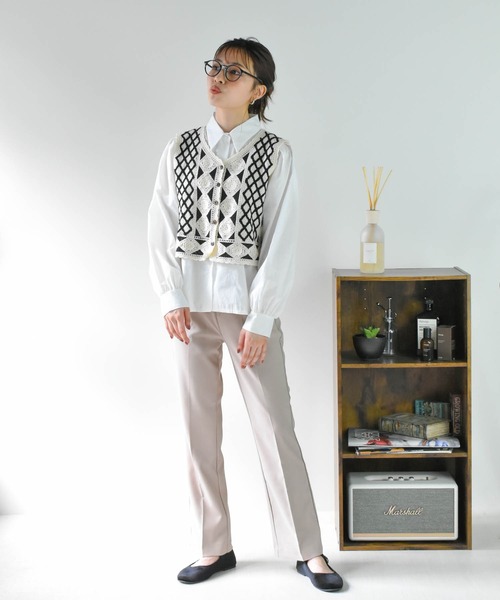 Cheri(シェリ)の「かぎ針編みニットベスト(ベスト・レディース・ネイビー/ブラック/ベージュ・FREE)」の8枚目の写真