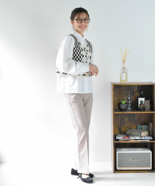 Cheri(シェリ)の「かぎ針編みニットベスト(ベスト・レディース・ネイビー/ブラック/ベージュ・FREE)」の9枚目の写真