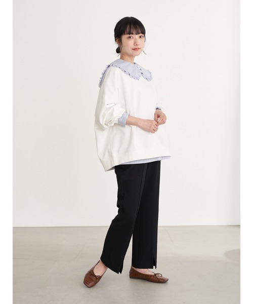 earth music&ecology（アースミュージックアンドエコロジー）の「【WEB限定】ビッグ衿ブラウス ＊（シャツ/ブラウス・レディース・ストライプ/ライトブルー/チェック/オフホワイト・FREE）」の9枚目の写真