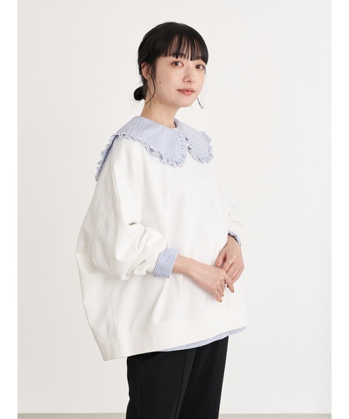 earth music&ecology（アースミュージックアンドエコロジー）の「【WEB限定】ビッグ衿ブラウス ＊（シャツ/ブラウス・レディース・ストライプ/ライトブルー/チェック/オフホワイト・FREE）」の13枚目の写真