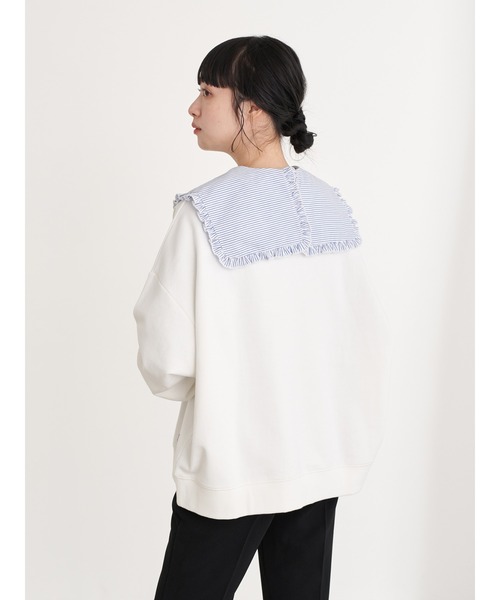 earth music&ecology（アースミュージックアンドエコロジー）の「【WEB限定】ビッグ衿ブラウス ＊（シャツ/ブラウス・レディース・ストライプ/ライトブルー/チェック/オフホワイト・FREE）」の14枚目の写真