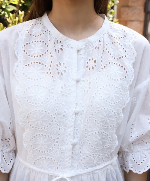 one after another NICE CLAUP（ワンアフターアナザーナイスクラップ）の「コットンレースワンピース（ワンピース・レディース・ブラック/オフホワイト/アイボリー・FREE）」の5枚目の写真