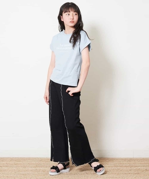 a.v.v（アーヴェヴェ）の「[140-150]メローテレコパンツ（その他パンツ・キッズ・ベージュ/ブラック・140/150）」の19枚目の写真