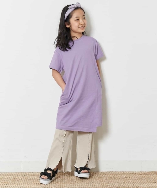 a.v.v（アーヴェヴェ）の「[140-150]メローテレコパンツ（その他パンツ・キッズ・ベージュ/ブラック・140/150）」の4枚目の写真