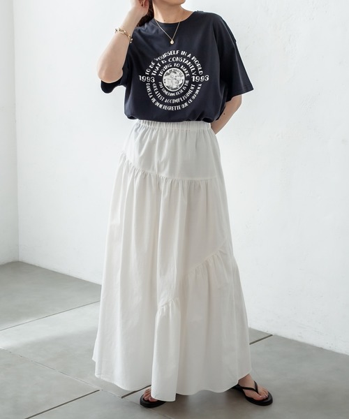 mystic（ミスティック）の「イレギュラーギャザースカート（スカート・レディース・グレー/オフホワイト/ブルー/レッド・FREE）」の2枚目の写真