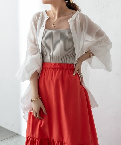 mystic（ミスティック）の「イレギュラーギャザースカート（スカート・レディース・グレー/オフホワイト/ブルー/レッド・FREE）」の21枚目の写真