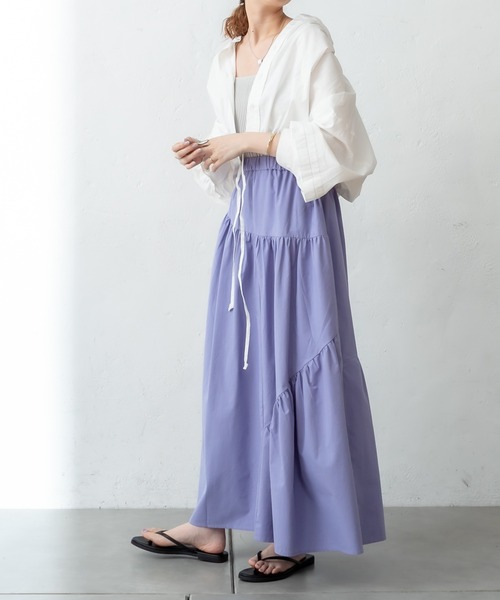 mystic（ミスティック）の「イレギュラーギャザースカート（スカート・レディース・グレー/オフホワイト/ブルー/レッド・FREE）」の14枚目の写真