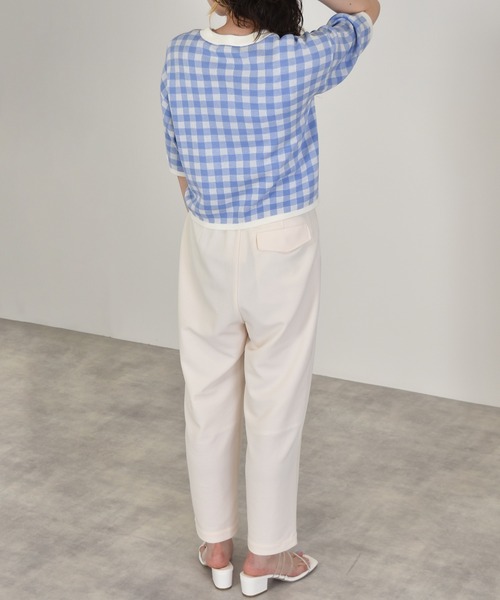 w closet(ダブルクローゼット)の「12Gギンガムジャガードカーディガン(カーディガン/ボレロ・レディース・オレンジ/ブラック×ホワイト/ブルー系その他/グリーン・FREE)」の21枚目の写真