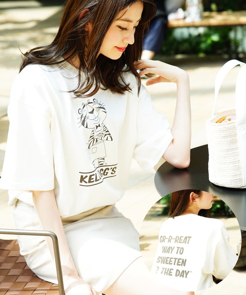 WESTSEA（ウエストシー）の「KELLOGG'S　USコットン ルーズサイズ半袖Tシャツ/ケロッグ（Tシャツ/カットソー・メンズ・サックスブルー/ホワイト系その他6/グレー系その他4/ベージュ系その他4/グリーン系その他4/ホワイト系その他/チャコール/ホワイト系その他3/グリーン系その他/オフホワイト/パープル系その他/ホワイト系その他5/グレー系その他3/ベージュ系その他3/グリーン系その他3/ラベンダー/ベージュ系その他/ホワイト系その他2/ベージュ/ホワイト系その他4/ブルー系その他/グレー系その他2/ベージュ系その他2/グリーン系その他2/グリーン系その他5/ミント/ワイン/グレー系その他・L/M/XL）」の2枚目の写真