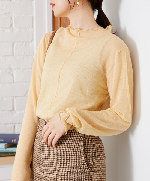 acro（アクロ）の「シアーニットインナー/AC1026（Tシャツ/カットソー・レディース・ホワイト/ブラック/パープル/イエロー・ﾌﾘ-）」の4枚目の写真