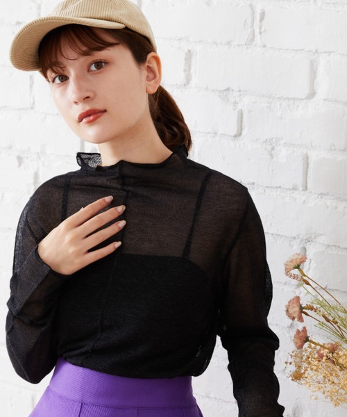 acro（アクロ）の「シアーニットインナー/AC1026（Tシャツ/カットソー・レディース・ホワイト/ブラック/パープル/イエロー・ﾌﾘ-）」の2枚目の写真